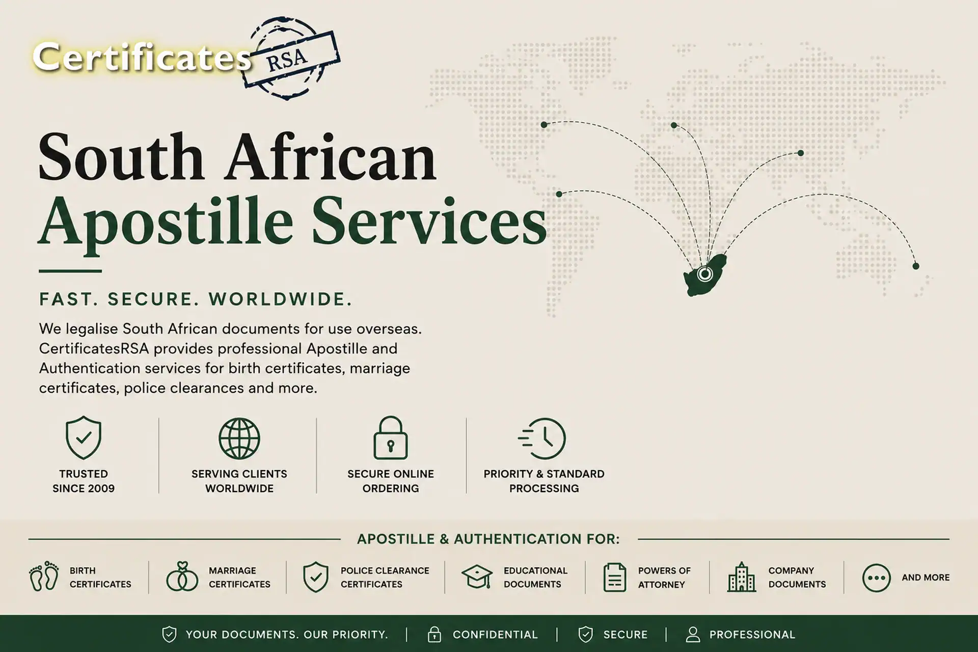 South African Apostille Services by CertificatesRSA for worldwide document legalisation